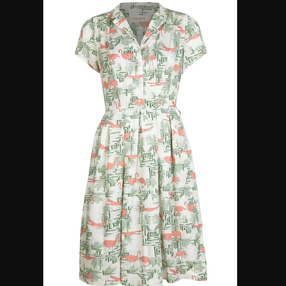 Palava Louise Dress Vintage Flamingo Ivory - UK 10